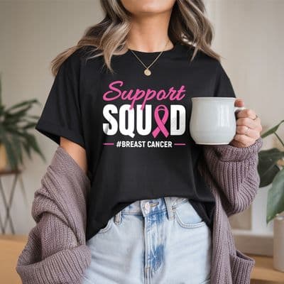 Support Squad Personalized Text Breast Cancer Awareness T-Shirt