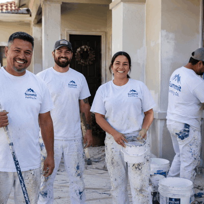 Professional painting crew wearing custom company T-shirts