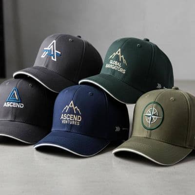 Premium custom embroidered hats with logo designs for business branding